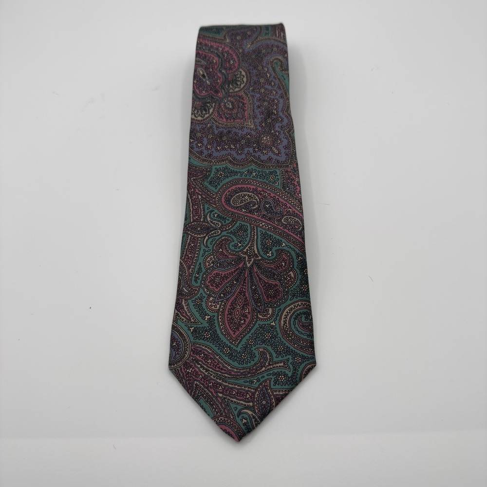 Robert Talbott Best of Class Tie Green Pink And Blue Paisley 58" Long 3.5" Wide